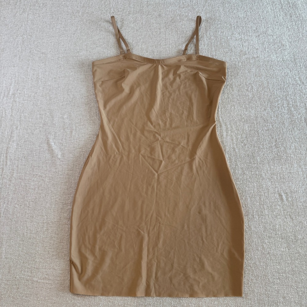 Assets by Spanx Nude Shapewear Slip Dress Adjustable Straps Tan Size 1X Bodycon